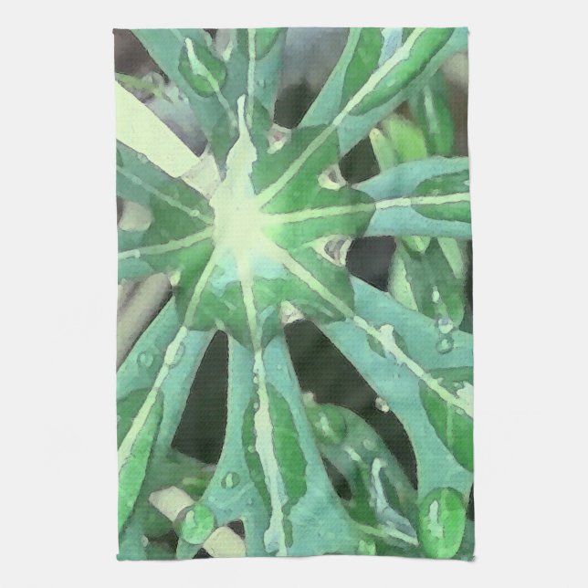Raindrops on Leaves Kitchen Towel (Vertical)