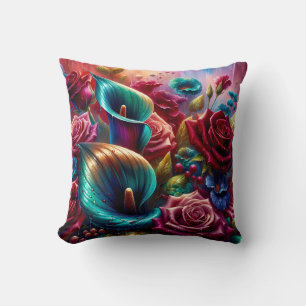 "Raindrops on Roses and Calla Lilies" Throw Pillow