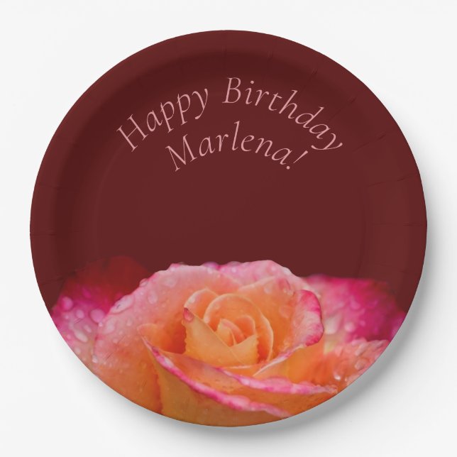 Raindrops On Roses Paper Plate (Front)