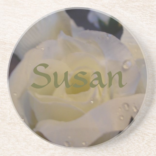 Raindrops on Roses Subdued Customizable Coaster (Front)