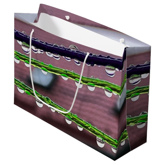 Raindrops on strings large gift bag (Front Angled)