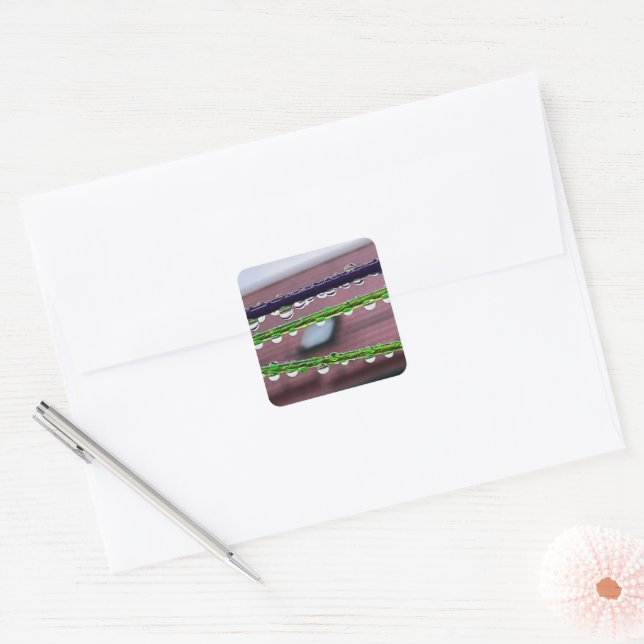 Raindrops on strings square sticker (Envelope)