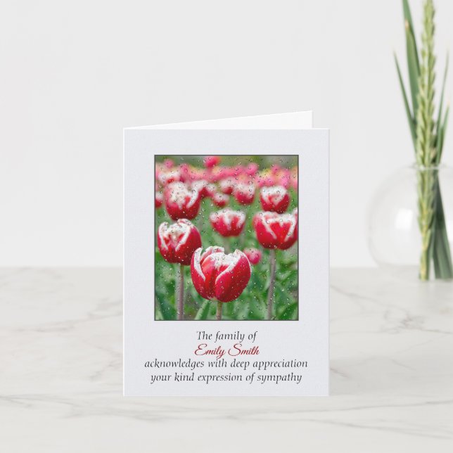 Raindrops on Tulips Sympathy Thank You Card (Front)