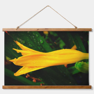 Raindrops on Yellow Lily Hanging Tapestry