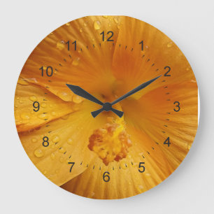 raindrops on yellow petals large clock