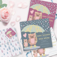 Raindrops Puddles Mama & Baby Bear Custom Shower