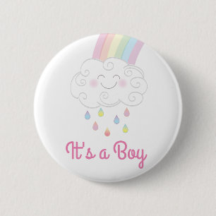 Raindrops Rainbow Baby Shower 2 Inch Round Button
