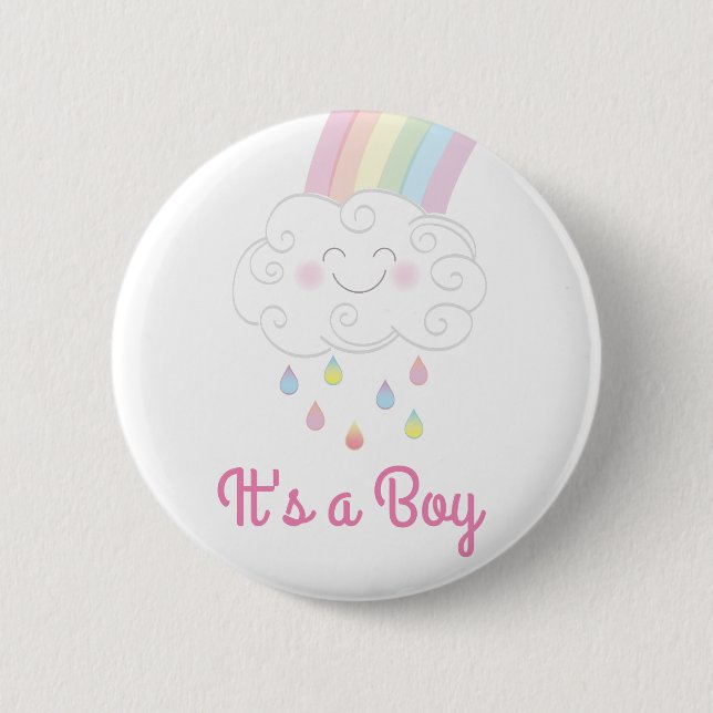 Raindrops Rainbow Baby Shower 2 Inch Round Button (Front)