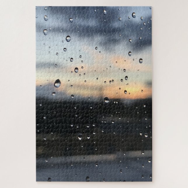 Raindrops Window Sunset Over Islington London UK Jigsaw Puzzle (Vertical)