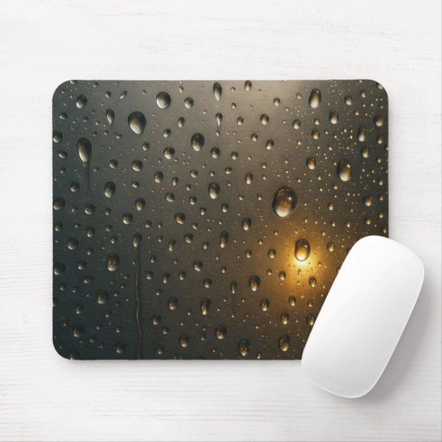 Raindrops With Golden Light Glare Mouse Pad (With Mouse)