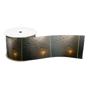 Raindrops With Golden Light Glare Satin Ribbon