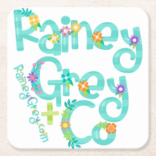 RAINEY GREY + CO [logo 6] Square Paper Coaster (Front)