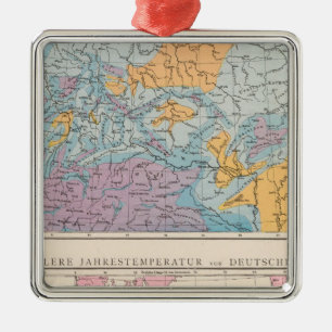 Rainfall map of Germany Metal Ornament