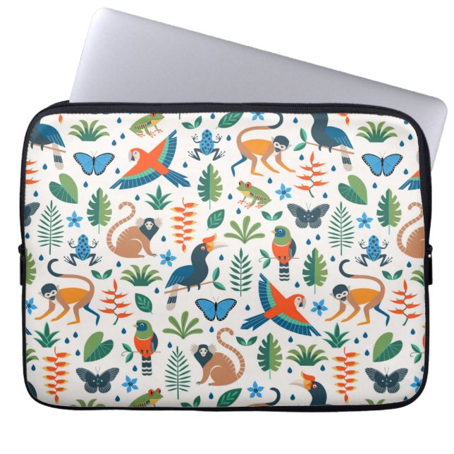 Rainforest Animal Pattern Laptop Sleeve (Front)