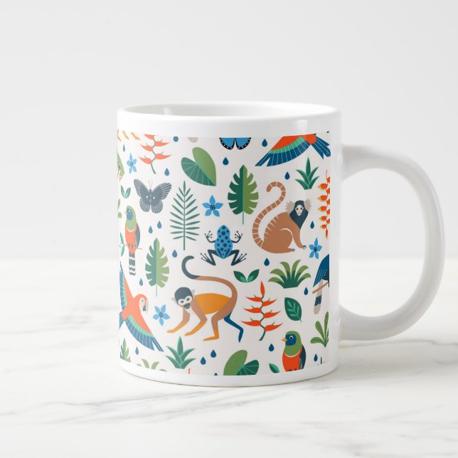 Rainforest Animal Pattern Large Coffee Mug (Right)