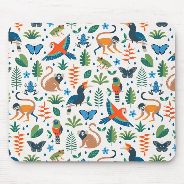Rainforest Animal Pattern Mouse Pad (Front)
