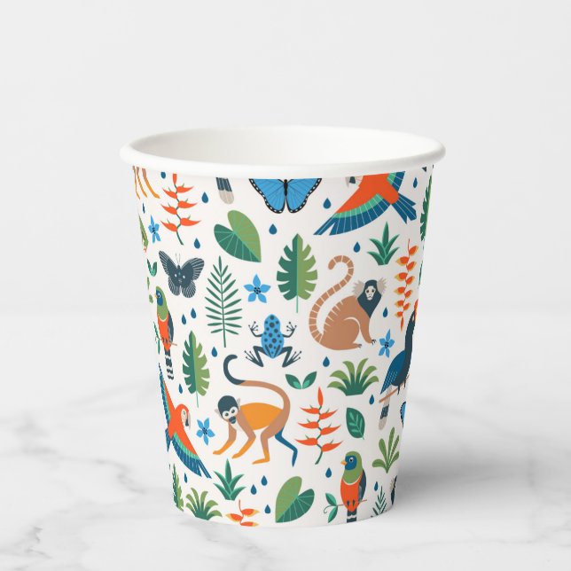 Rainforest Animal Pattern Paper Cups (Front)