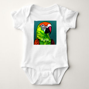 Rainforest Beauty: Exotic Wild Parrot Baby Bodysuit