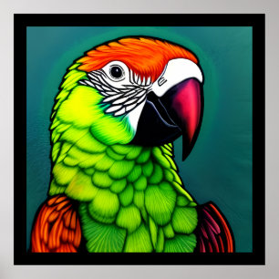 Rainforest Beauty:  Exotic Wild Parrot Poster