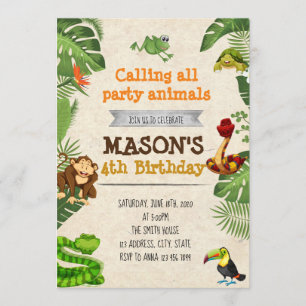 Rainforest birthday party invitation