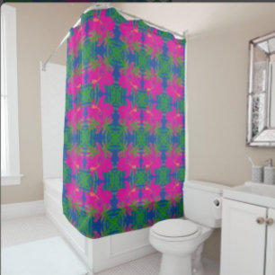 Rainforest Dreams Hibiscus Green Blue Hot Pink