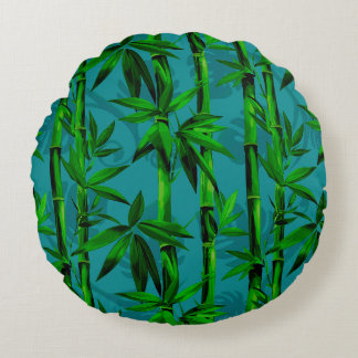 Rainforest Dreams Tropical Bamboo Forest Round Pillow