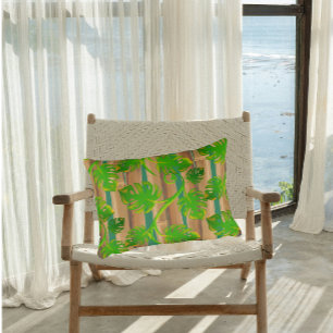 Rainforest Dreams Tropical Philodendron Bamboo Accent Pillow