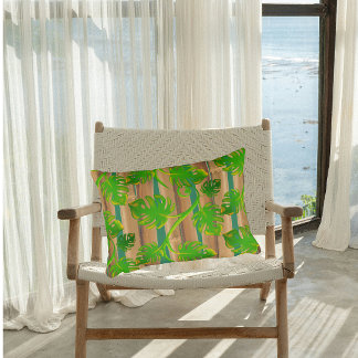 Rainforest Dreams Tropical Philodendron Bamboo Accent Pillow