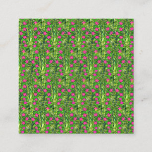 Rainforest Dreams Tropical Philodendron Bamboo Square Business Card
