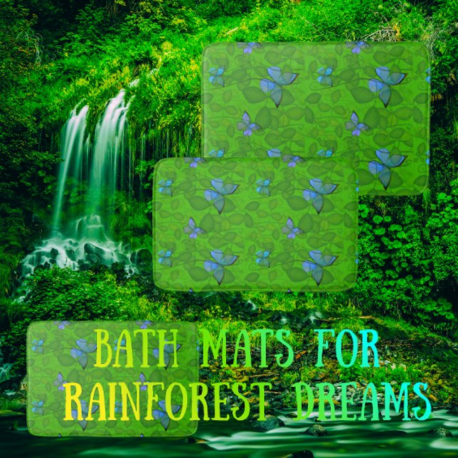 Rainforest Dreams Tropical Vines Butterflies  Bath Mat (Turn your bathroom into a sensuous rainforest!)