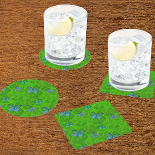 Rainforest Dreams Tropical Vines Butterflies  Square Paper Coaster