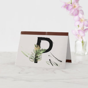 Rainforest Embellished Painted Letter P Monogram Card