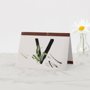 Rainforest Embellished Painted Letter V Monogram Card