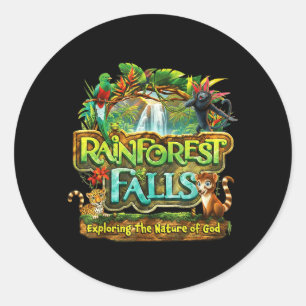 Rainforest Falls Funny Vbs 2026 Exploring The Classic Round Sticker