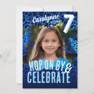 Rainforest Frog 7th Birthday Photo Invitation - Bl