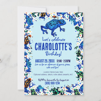 Rainforest Frog Motif Invitation d'anniversaire