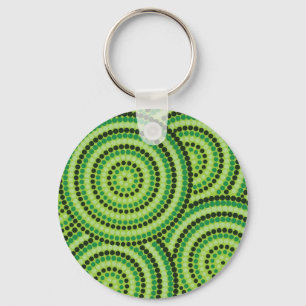 Rainforest Green aboriginal dot painting! Keychain