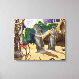 Rainforest Hidden Temple illustration. Canvas Print