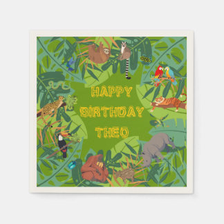 Rainforest Jungle Animals Birthday Napkins