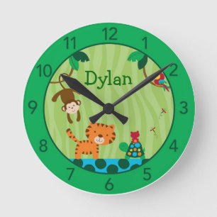 Rainforest Jungle Personalized Nursery Wall Clock