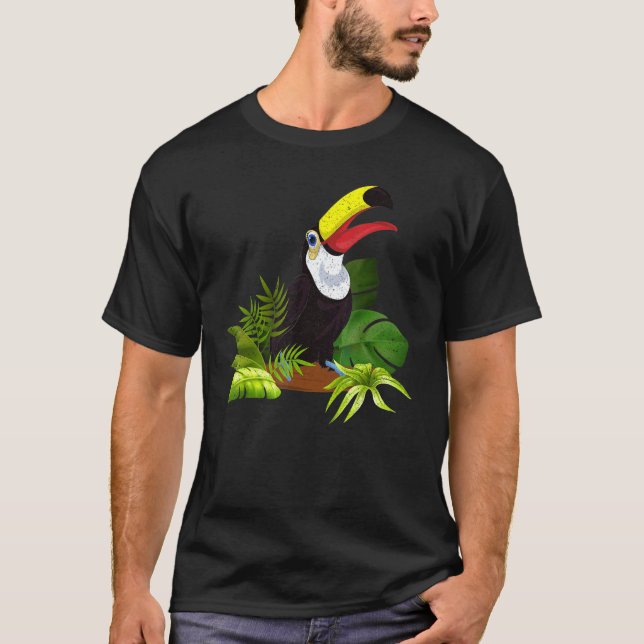 Rainforest Leaves Tropical Animal Zoo Bird Exotic  T-Shirt (Front)