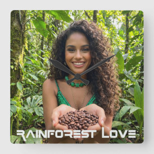 RAINFOREST LOVE  SQUARE WALL CLOCK