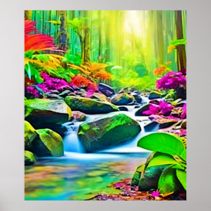 Rainforest River: Vivid Scene Poster