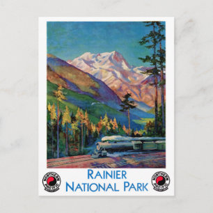 Rainier National Park Vintage Poster Restored Postcard