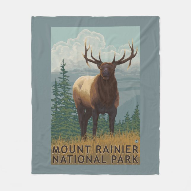 Rainier National Park, WashingtonElk Scene Fleece Blanket (Front)
