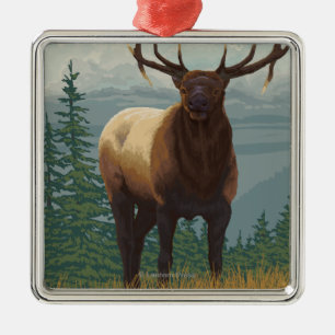Rainier National Park, WashingtonElk Scene Metal Ornament