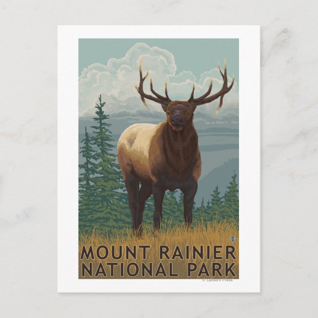 Rainier National Park, WashingtonElk Scene Postcard (Front)