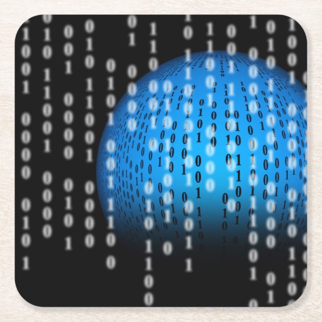 Raining Binary Square Paper Coaster (Front)