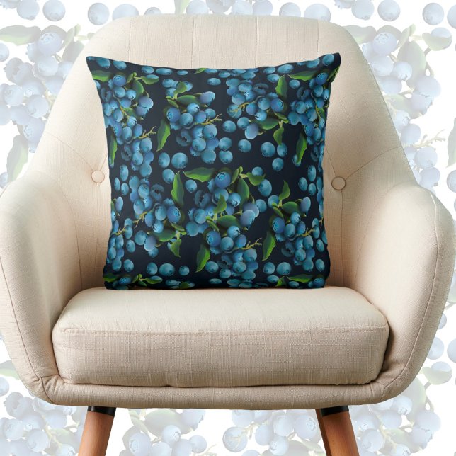 Raining Blueberries Throw Pillow (Creator Uploaded)