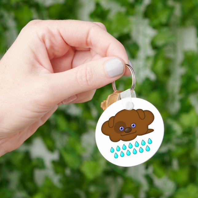 Raining Brown Dog Cloud -  Keychain (Hand)